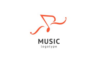 Vektör illüstrasyonu, Grafik Tasarım Not web logosu. Soyut müzik logosu vektör tasarımı. Ses kayıt stüdyosu, gece partisi. Müzik okulu, disko, vokal kursu, besteci, şarkıcı vektör logosu.