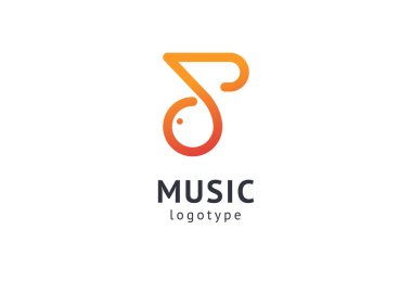 Vektör illüstrasyonu, Grafik Tasarım Not web logosu. Soyut müzik logosu vektör tasarımı. Ses kayıt stüdyosu, gece partisi. Müzik okulu, disko, vokal kursu, besteci, şarkıcı vektör logosu.