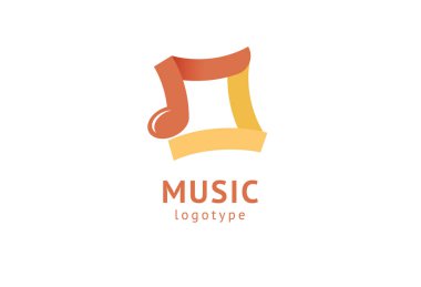 Vektör illüstrasyonu, Grafik Tasarım Not web logosu. Soyut müzik logosu vektör tasarımı. Ses kayıt stüdyosu, gece partisi. Müzik okulu, disko, vokal kursu, besteci, şarkıcı vektör logosu.