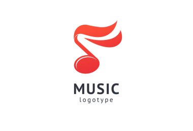 Vektör illüstrasyonu, Grafik Tasarım Not web logosu. Soyut müzik logosu vektör tasarımı. Ses kayıt stüdyosu, gece partisi. Müzik okulu, disko, vokal kursu, besteci, şarkıcı vektör logosu.