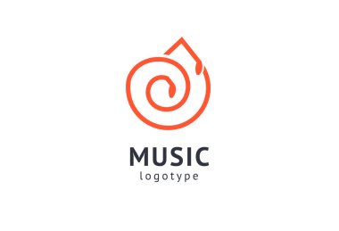 Vektör illüstrasyonu, Grafik Tasarım Not web logosu. Soyut müzik logosu vektör tasarımı. Ses kayıt stüdyosu, gece partisi. Müzik okulu, disko, vokal kursu, besteci, şarkıcı vektör logosu.