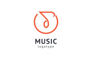 Vektör illüstrasyonu, Grafik Tasarım Not web logosu. Soyut müzik logosu vektör tasarımı. Ses kayıt stüdyosu, gece partisi. Müzik okulu, disko, vokal kursu, besteci, şarkıcı vektör logosu.