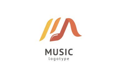 Vektör illüstrasyonu, Grafik Tasarım Not web logosu. Soyut müzik logosu vektör tasarımı. Ses kayıt stüdyosu, gece partisi. Müzik okulu, disko, vokal kursu, besteci, şarkıcı vektör logosu.