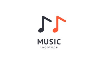 Vektör illüstrasyonu, Grafik Tasarım Not web logosu. Soyut müzik logosu vektör tasarımı. Ses kayıt stüdyosu, gece partisi. Müzik okulu, disko, vokal kursu, besteci, şarkıcı vektör logosu.