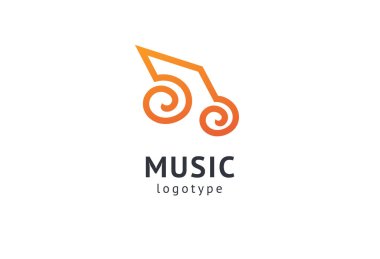 Vektör illüstrasyonu, Grafik Tasarım Not web logosu. Soyut müzik logosu vektör tasarımı. Ses kayıt stüdyosu, gece partisi. Müzik okulu, disko, vokal kursu, besteci, şarkıcı vektör logosu.