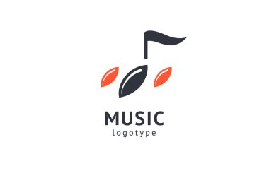 Vektör illüstrasyonu, Grafik Tasarım Not web logosu. Soyut müzik logosu vektör tasarımı. Ses kayıt stüdyosu, gece partisi. Müzik okulu, disko, vokal kursu, besteci, şarkıcı vektör logosu.
