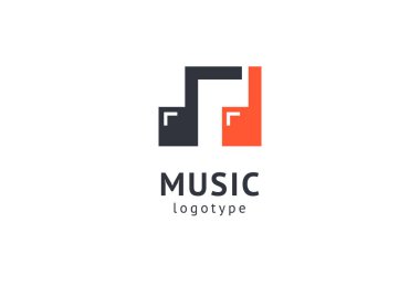 Vektör illüstrasyonu, Grafik Tasarım Not web logosu. Soyut müzik logosu vektör tasarımı. Ses kayıt stüdyosu, gece partisi. Müzik okulu, disko, vokal kursu, besteci, şarkıcı vektör logosu.