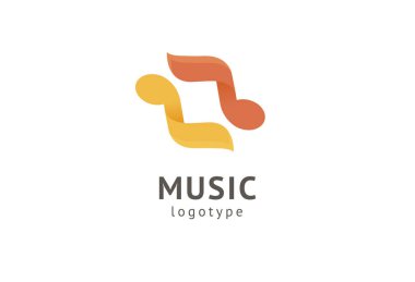 Vektör illüstrasyonu, Grafik Tasarım Not web logosu. Soyut müzik logosu vektör tasarımı. Ses kayıt stüdyosu, gece partisi. Müzik okulu, disko, vokal kursu, besteci, şarkıcı vektör logosu.