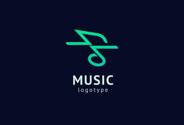 Vektör illüstrasyonu, Grafik Tasarım Not web logosu. Soyut müzik logosu vektör tasarımı. Ses kayıt stüdyosu, gece partisi. Müzik okulu, disko, vokal kursu, besteci, şarkıcı vektör logosu.