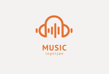 Vektör illüstrasyon, Grafik Tasarım kulaklık logotürü. Soyut müzik simgesi vektör tasarımı. Ses kayıt stüdyosu, gece partisi. Müzik Okulu, disko, vokal kursu, besteci, şarkıcı vektör logosu.