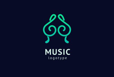 Vektör illüstrasyon, Grafik Tasarım tiz clef logotype. Soyut müzik simgesi vektör tasarımı. Ses kayıt stüdyosu, gece partisi. Müzik Okulu, disko, vokal kursu, besteci, şarkıcı vektör logosu.