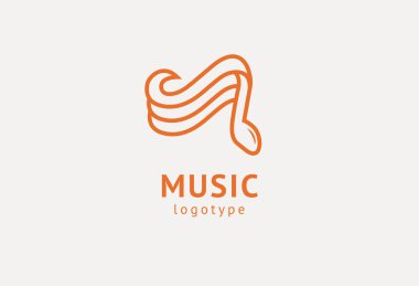 Vektör illüstrasyonu, Grafik Tasarım Not web logosu. Soyut müzik logosu vektör tasarımı. Ses kayıt stüdyosu, gece partisi. Müzik okulu, disko, vokal kursu, besteci, şarkıcı vektör logosu.