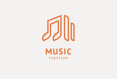 Vektör illüstrasyonu, Grafik Tasarım Not web logosu. Soyut müzik logosu vektör tasarımı. Ses kayıt stüdyosu, gece partisi. Müzik okulu, disko, vokal kursu, besteci, şarkıcı vektör logosu.