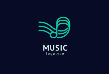 Vektör illüstrasyonu, Grafik Tasarım Not web logosu. Soyut müzik logosu vektör tasarımı. Ses kayıt stüdyosu, gece partisi. Müzik okulu, disko, vokal kursu, besteci, şarkıcı vektör logosu.