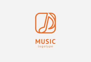 Vektör illüstrasyonu, Grafik Tasarım Not web logosu. Soyut müzik logosu vektör tasarımı. Ses kayıt stüdyosu, gece partisi. Müzik okulu, disko, vokal kursu, besteci, şarkıcı vektör logosu.