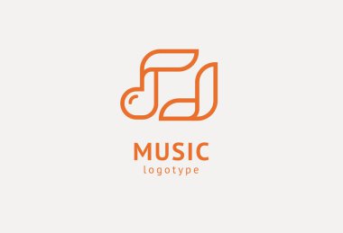 Vektör illüstrasyonu, Grafik Tasarım Not web logosu. Soyut müzik logosu vektör tasarımı. Ses kayıt stüdyosu, gece partisi. Müzik okulu, disko, vokal kursu, besteci, şarkıcı vektör logosu.