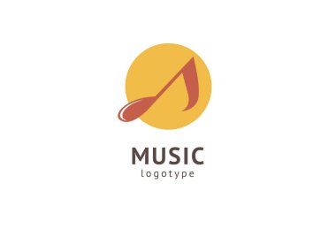 Vektör illüstrasyonu, Grafik Tasarım Not web logosu. Soyut müzik logosu vektör tasarımı. Ses kayıt stüdyosu, gece partisi. Müzik okulu, disko, vokal kursu, besteci, şarkıcı vektör logosu.