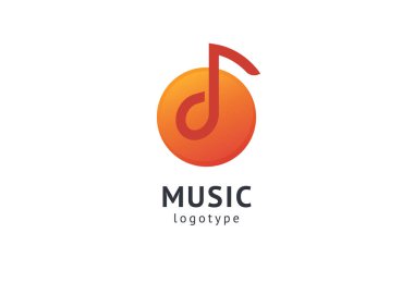Vektör illüstrasyonu, Grafik Tasarım Not web logosu. Soyut müzik logosu vektör tasarımı. Ses kayıt stüdyosu, gece partisi. Müzik okulu, disko, vokal kursu, besteci, şarkıcı vektör logosu.