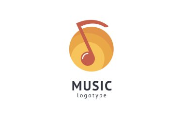 Vektör illüstrasyonu, Grafik Tasarım Not web logosu. Soyut müzik logosu vektör tasarımı. Ses kayıt stüdyosu, gece partisi. Müzik okulu, disko, vokal kursu, besteci, şarkıcı vektör logosu.