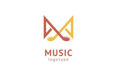 Vektör illüstrasyonu, Grafik Tasarım Not web logosu. Soyut müzik logosu vektör tasarımı. Ses kayıt stüdyosu, gece partisi. Müzik okulu, disko, vokal kursu, besteci, şarkıcı vektör logosu.