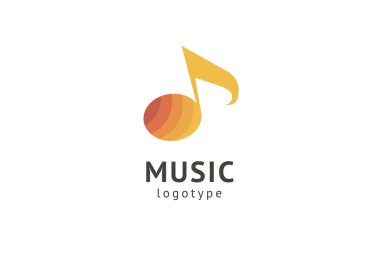 Vektör illüstrasyonu, Grafik Tasarım Not web logosu. Soyut müzik logosu vektör tasarımı. Ses kayıt stüdyosu, gece partisi. Müzik okulu, disko, vokal kursu, besteci, şarkıcı vektör logosu.