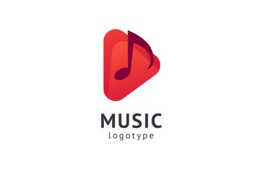 Vektör illüstrasyonu, Grafik Tasarım Not web logosu. Soyut müzik logosu vektör tasarımı. Ses kayıt stüdyosu, gece partisi. Müzik okulu, disko, vokal kursu, besteci, şarkıcı vektör logosu.