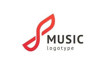 Vektör illüstrasyonu, Grafik Tasarım Not web logosu. Soyut müzik logosu vektör tasarımı. Ses kayıt stüdyosu, gece partisi. Müzik okulu, disko, vokal kursu, besteci, şarkıcı vektör logosu.