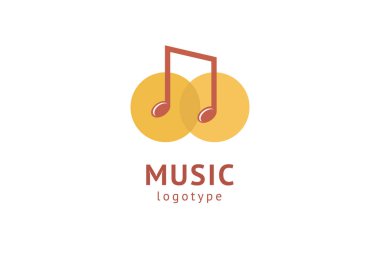 Vektör illüstrasyonu, Grafik Tasarım Not web logosu. Soyut müzik logosu vektör tasarımı. Ses kayıt stüdyosu, gece partisi. Müzik okulu, disko, vokal kursu, besteci, şarkıcı vektör logosu.