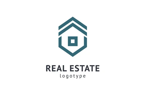 Abstraktní design vektoru loga realitního agenta. Pronájem, prodej loga realitního vektoru, úklid domu, bytová bezpečnost, aukce nemovitostí. Koncept loga vektorové budovy. — Stockový vektor