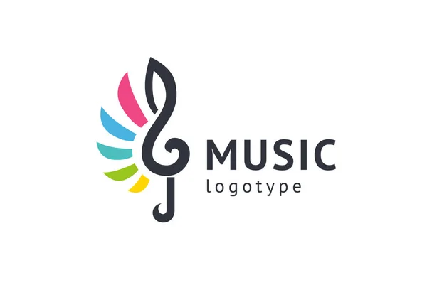 Vector illustration, Graphic Design treble clef logotype. Abstract music icon vector design. Sound recording studio, night party. School of Music, disco, vocal course, composer, singer vector logo. — Stock Vector