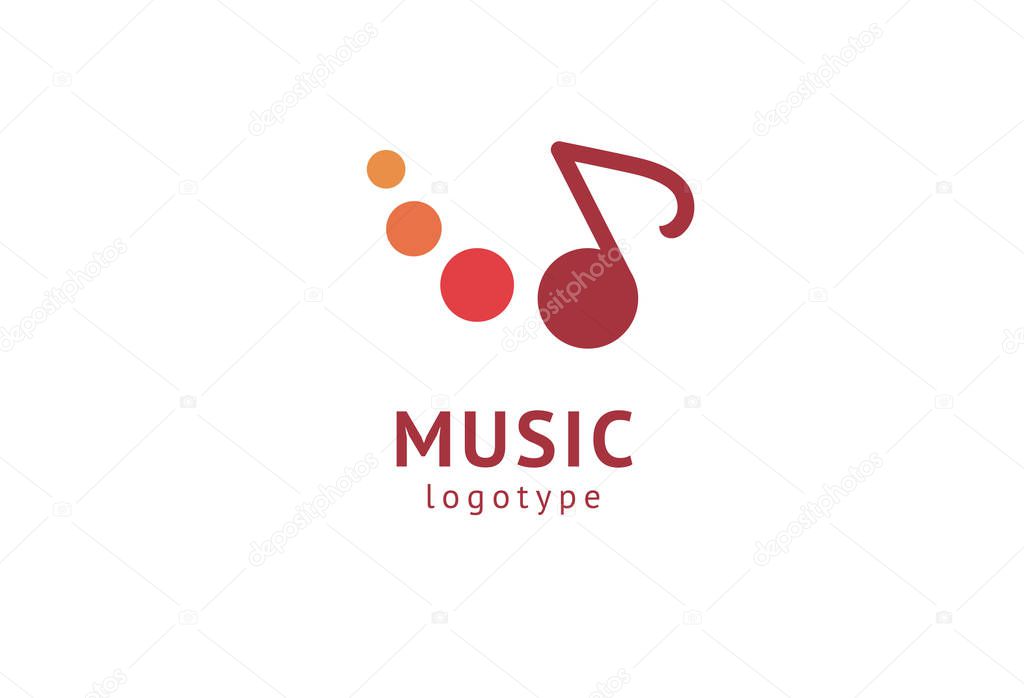 Vector illustration, Graphic Design Note web logotype. Abstract music logo icon vector design. Sound recording studio, night party. School of Music, disco, vocal course, composer, singer vector logo