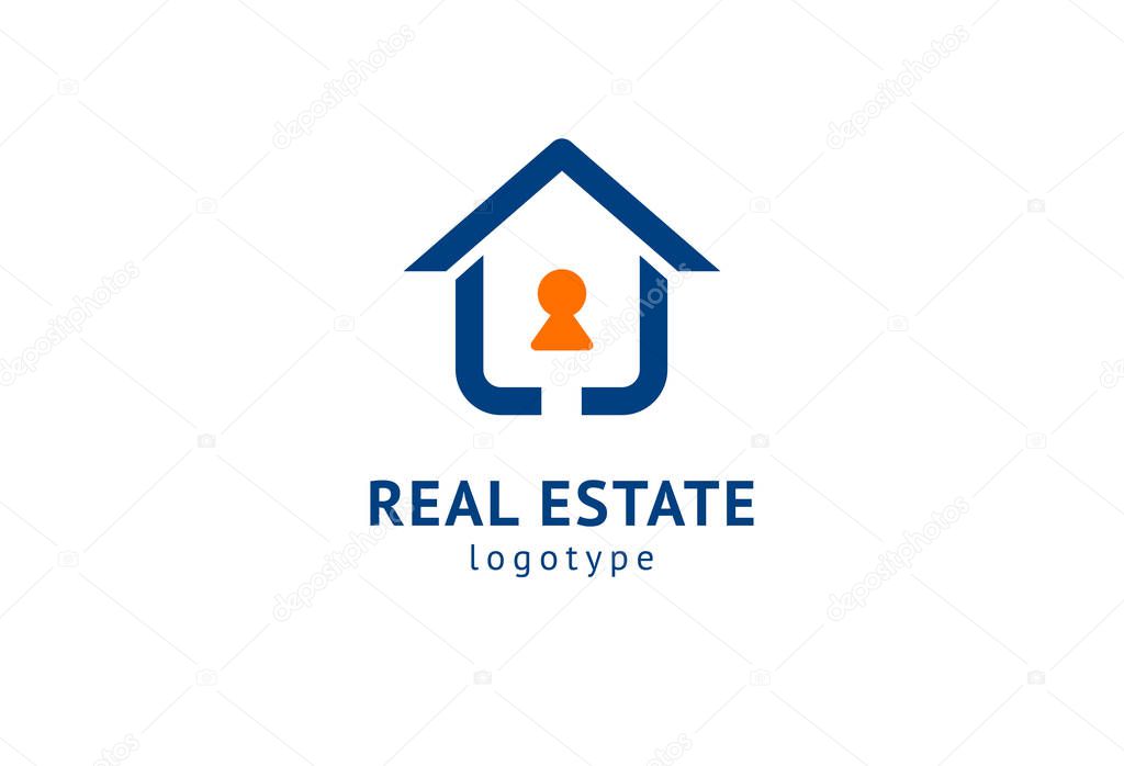 Abstract real estate agent logo icon vector design. Rent, sale of real estate vector logo, House cleaning, home security, real estate auction. Vector building logo concept