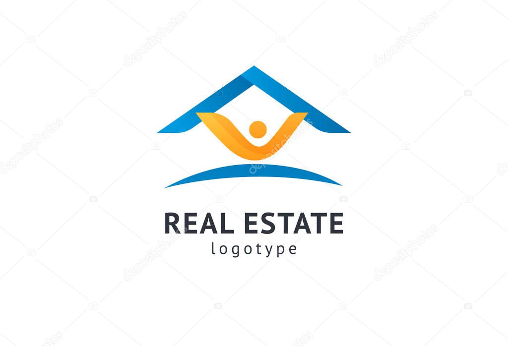 Abstract real estate agent logo icon vector design. Rent, sale of real estate vector logo, House cleaning, home security, real estate auction. Vector building logo concept