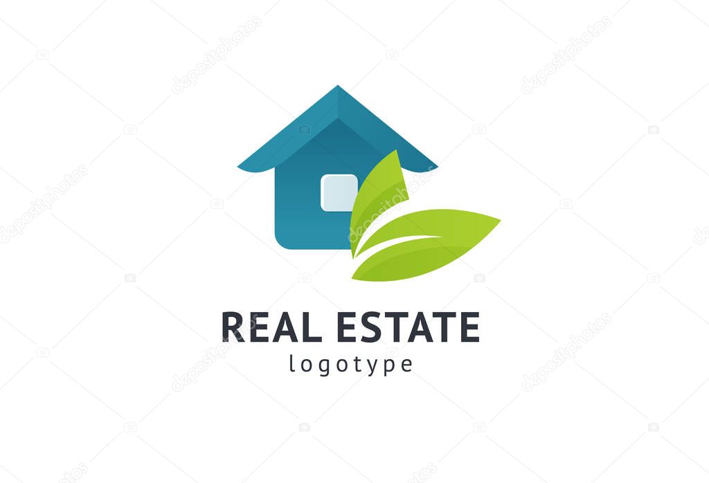 Abstract real estate agent logo icon vector design. Rent, sale of real estate vector logo, House cleaning, home security, real estate auction, grass cutting. Vector building logo concept