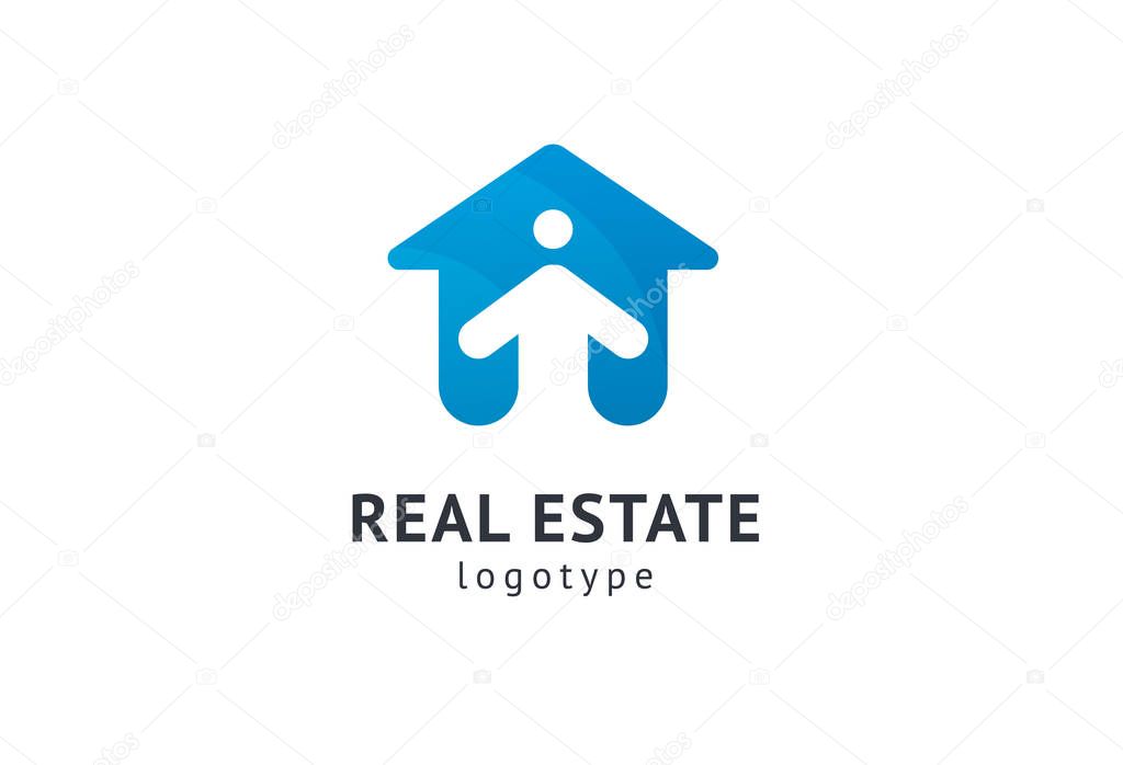 Abstract real estate agent logo icon vector design. Rent, sale of real estate vector logo, House cleaning, home security, real estate auction. Vector building logo concept