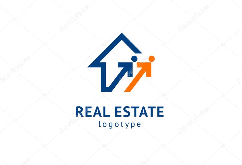 Abstract real estate agent logo icon vector design. Rent, sale of real estate vector logo, House cleaning, home security, real estate auction. Vector building logo concept