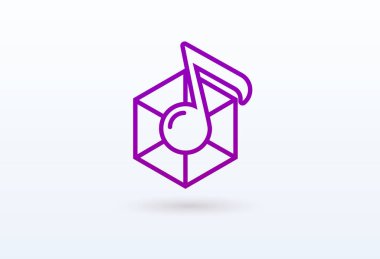 Vektör illüstrasyonu, Grafik Tasarım Not web logosu. Soyut müzik logosu vektör tasarımı. Ses kayıt stüdyosu, gece partisi. Müzik okulu, disko, vokal kursu, besteci, şarkıcı vektör logosu.