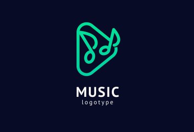 Vektör illüstrasyonu, Grafik Tasarım Not web logosu. Soyut müzik logosu vektör tasarımı. Ses kayıt stüdyosu, gece partisi. Müzik okulu, disko, vokal kursu, besteci, şarkıcı vektör logosu.