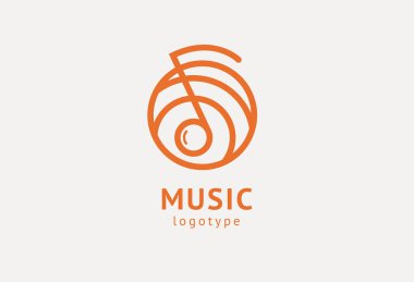 Vektör illüstrasyonu, Grafik Tasarım Not web logosu. Soyut müzik logosu vektör tasarımı. Ses kayıt stüdyosu, gece partisi. Müzik okulu, disko, vokal kursu, besteci, şarkıcı vektör logosu.