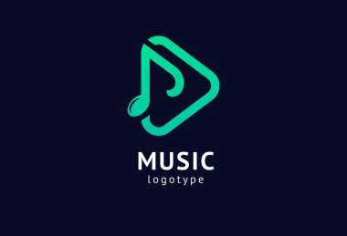 Vektör illüstrasyonu, Grafik Tasarım Not web logosu. Soyut müzik logosu vektör tasarımı. Ses kayıt stüdyosu, gece partisi. Müzik okulu, disko, vokal kursu, besteci, şarkıcı vektör logosu.