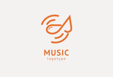 Vektör illüstrasyonu, Grafik Tasarım Not web logosu. Soyut müzik logosu vektör tasarımı. Ses kayıt stüdyosu, gece partisi. Müzik okulu, disko, vokal kursu, besteci, şarkıcı vektör logosu.