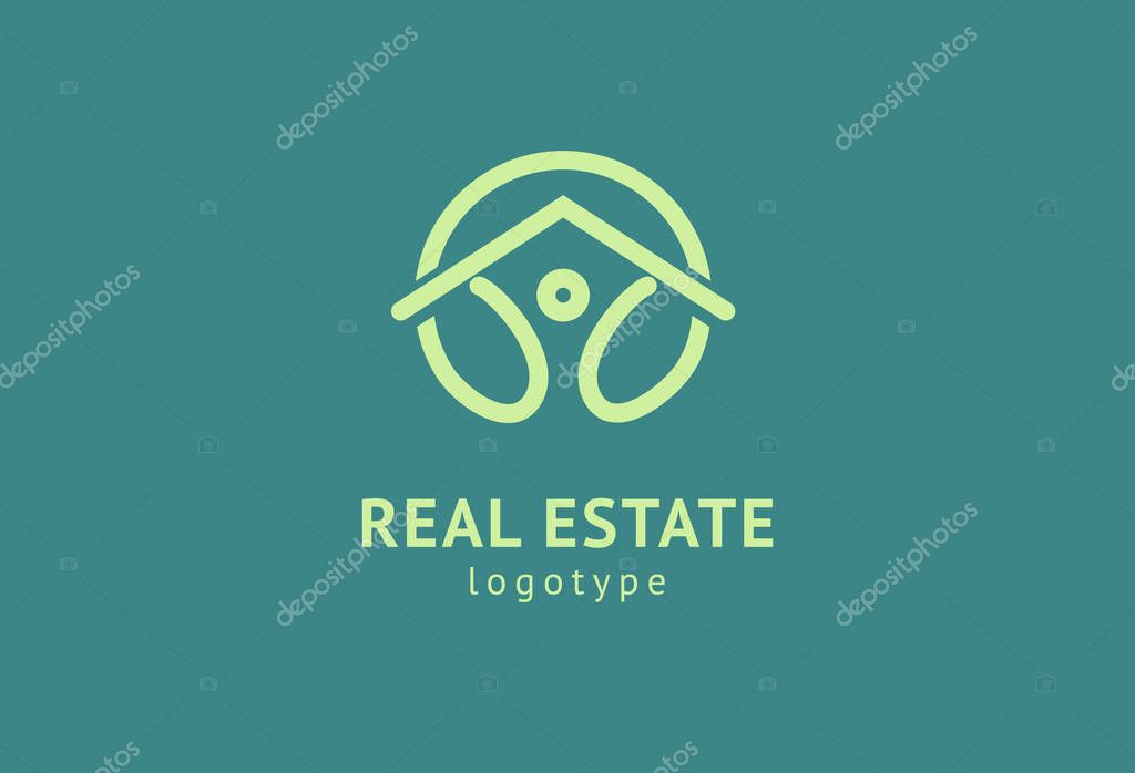 Abstract real estate agent logo icon vector design. Rent, sale of real estate vector logo, House cleaning, home security, real estate auction. Vector building logo concept