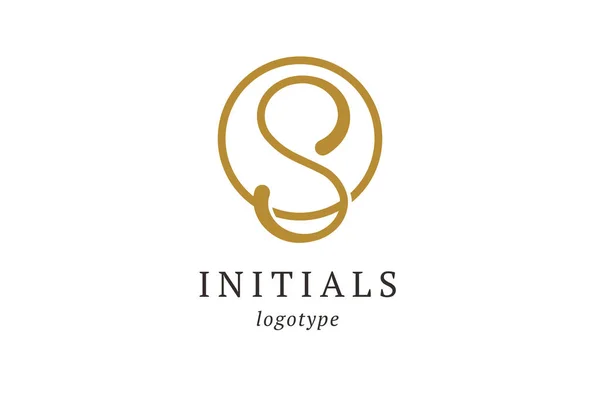 S harfi vektör logosu. Klasik Insignia ve Logotype. İş işareti, kimlik, etiket, rozet baş harfleri. Monogram tasarım elementleri, zarif şablon. Kaligrafik zarif logo tasarımı