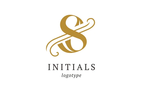 S harfi vektör logosu. Klasik Insignia ve Logotype. İş işareti, kimlik, etiket, rozet baş harfleri. Monogram tasarım elementleri, zarif şablon. Kaligrafik zarif logo tasarımı