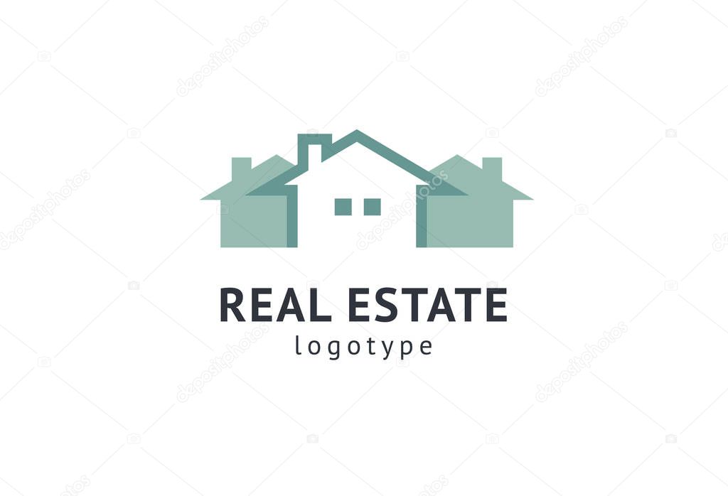 Abstract real estate agent logo icon vector design. Rent, sale of real estate vector logo, House cleaning, home security, real estate auction. Vector building logo concept
