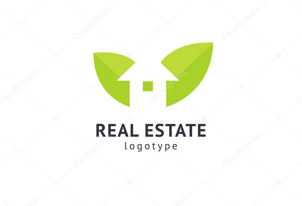 Abstract real estate agent logo icon vector design. Rent, sale of real estate vector logo, House cleaning, home security, real estate auction, grass cutting. Vector building logo concept