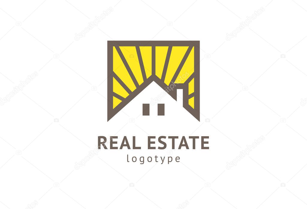 Abstract real estate agent logo icon vector design. Rent, sale of real estate vector logo, House cleaning, home security, real estate auction. Vector building logo concept.