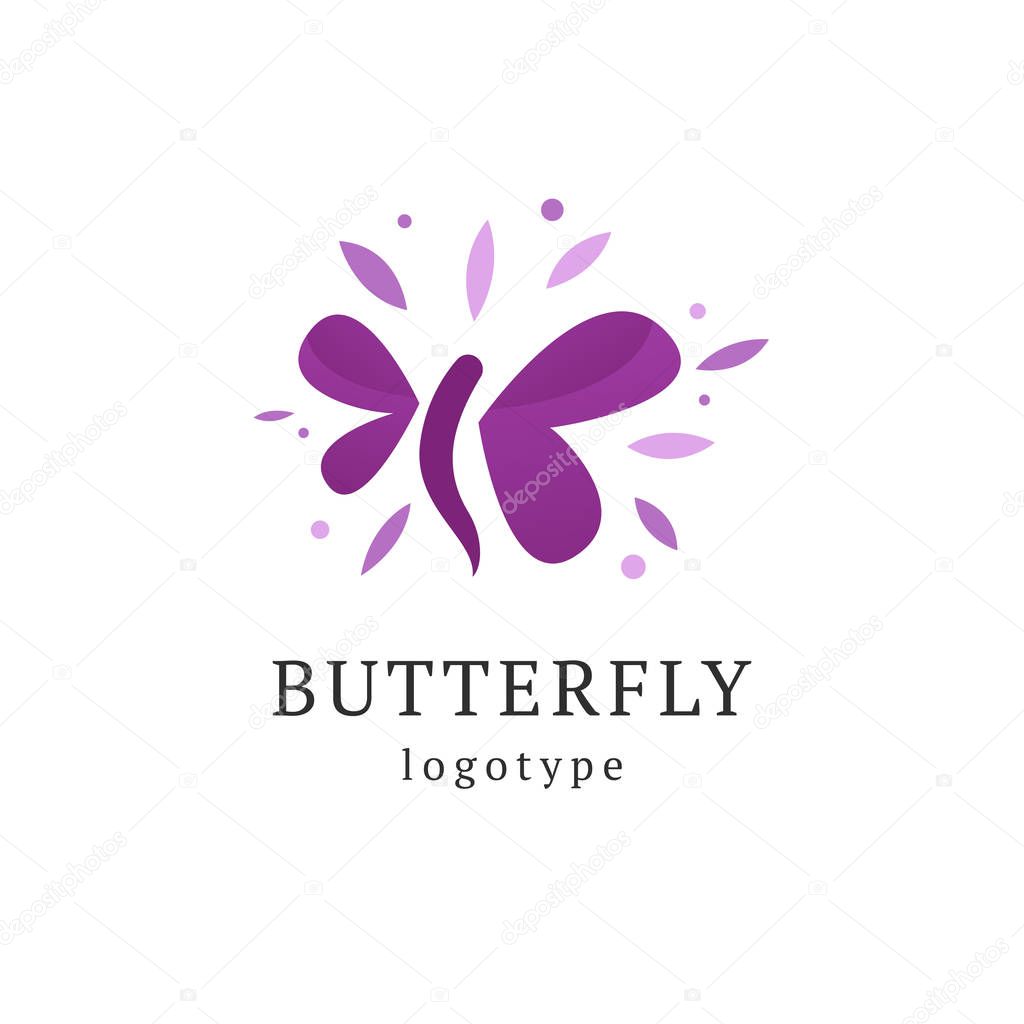 Abstract Butterfly illustration. Manicure, styling, haircut, makeup, stylist, fashion logo design. Model agency, Women's beauty salon, massage cosmetic vector logotype template