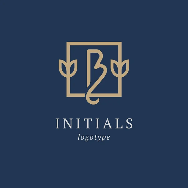 B harfi vektör logosu. Klasik Insignia ve Logotype. İş işareti, kimlik, etiket, rozet baş harfleri. Monogram tasarım elementleri, zarif şablon. Kaligrafik zarif logo tasarımı.