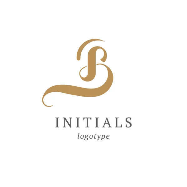 B harfi vektör logosu. Klasik Insignia ve Logotype. İş işareti, kimlik, etiket, rozet baş harfleri. Monogram tasarım elementleri, zarif şablon. Kaligrafik zarif logo tasarımı.